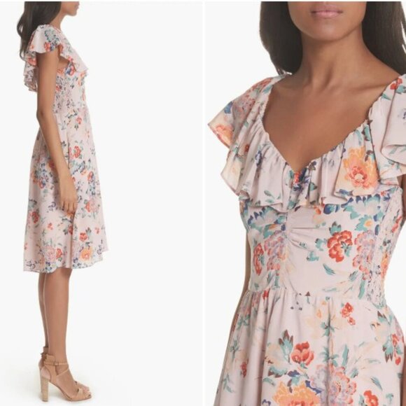 Rebecca Taylor Marlena Ruffle Silk Dress Women's Size 0 EUC - Picture 3 of 16